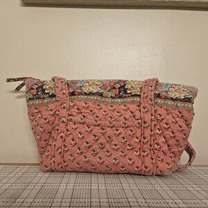 Vera Bradley Pink Pansy Purse Retired Pattern Zipper Y2K Shoulder Bag Tote